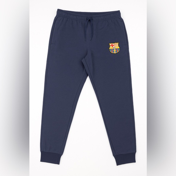 Official FC Barcelona men’s joggers in navy blue, size Large (L/G). - Picture 1 of 9